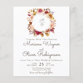 Convite de Casamento Floral de Outono Romântico Ec
