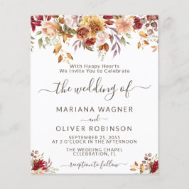 Convite de Casamento Floral de Outono Romântico Ec