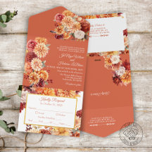 Convite de Casamento Floral de Outono Tudo em Um