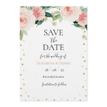 Convite de casamento floral de peônia dourada rosa