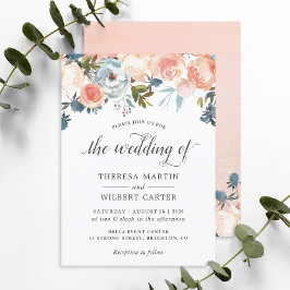Convite de Casamento Floral de Pêssego de Outono