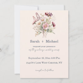 Convite de Casamento Floral de Primavera