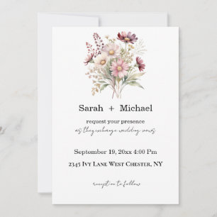Convite de Casamento Floral de Primavera
