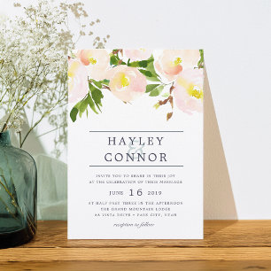 Convite De Casamento Floral De primavera Blush Wat
