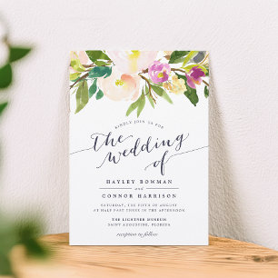 Convite De Casamento Floral De primavera Blush Wat