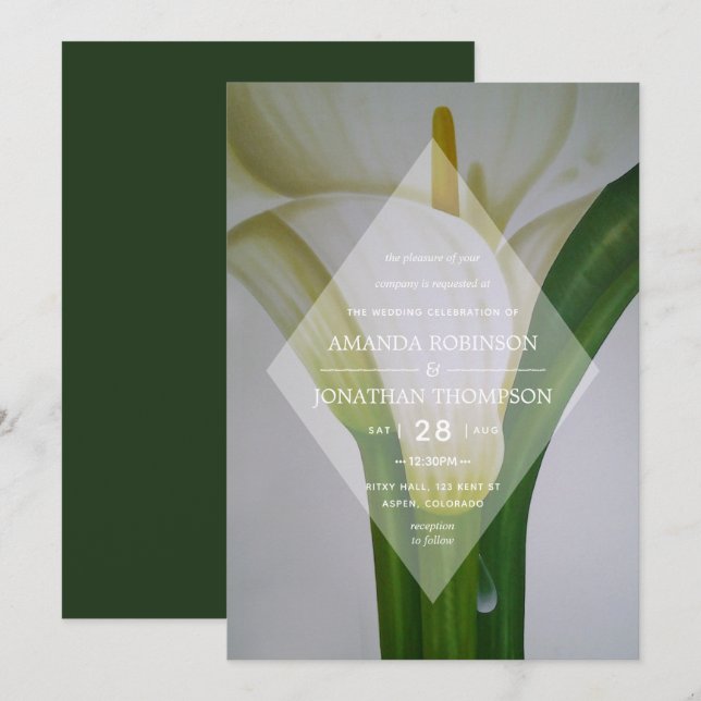 Convite de Casamento Floral de Primavera com Lírio (Frente/Verso)