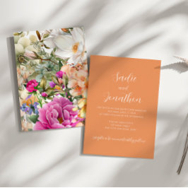 Convite de Casamento Floral de Primavera com Tons 