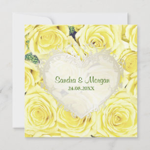 Convite De Casamento Floral De Rosa Amarelo-Claro