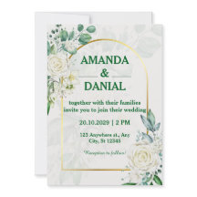 Convite de Casamento Floral de Rosa Branca Arco Do