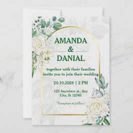 Convite de Casamento Floral de Rosa Branca Arco Do