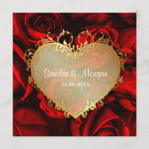 Convite de Casamento Floral de rosa vermelha