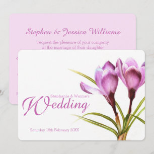 Convite de casamento floral de roxo de Crocus