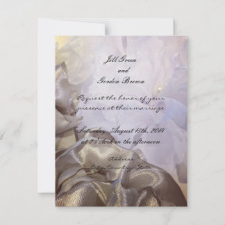 Convite de Casamento Floral de Seda e Organza
