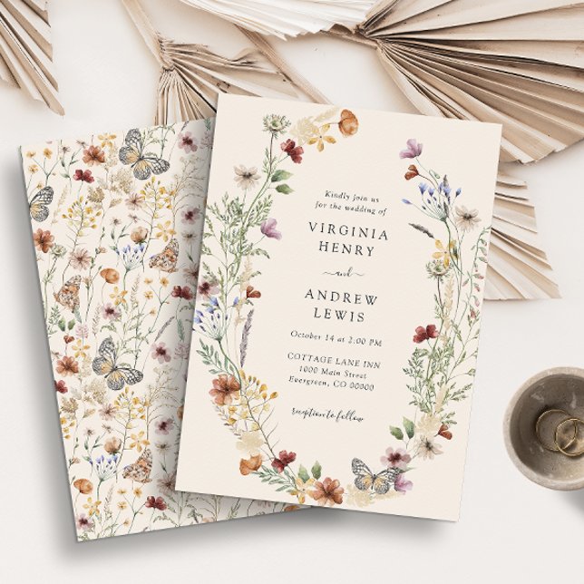 Convite de Casamento Floral de Terracota (Elegant Boho Wildflowers Wedding Invitations by Painted Paperie
)