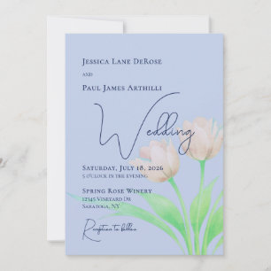 Convite de Casamento Floral de Tulipa Aquarela