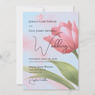 Convite de Casamento Floral de Tulipa Aquarela