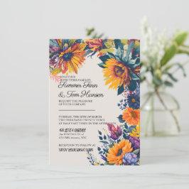 Convite de casamento floral de verão moderno