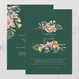 Convite de Casamento Floral de Verão Verde com Cód