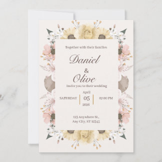 Convite de Casamento Floral Design Elegante