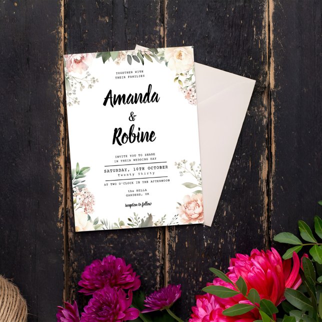 Convite De Casamento Floral Do Jardim De Espanhol (Criador carregado)