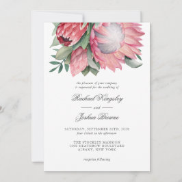 Convite De Casamento Floral Do Rei Protea Watercol