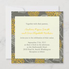 Convite de casamento floral do vintage amarelo e