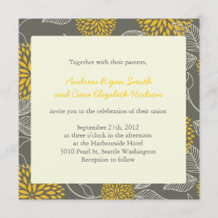 Convite de casamento floral do vintage amarelo e