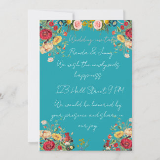 Convite de Casamento Floral Dourado Elegante