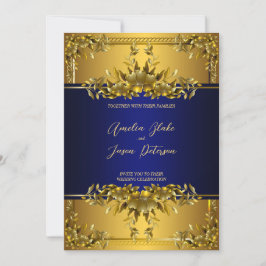 Convite De Casamento Floral Dourado Luxurioso