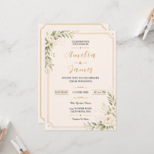 Convite de Casamento Floral Dourado Minimalista El
