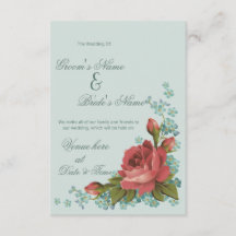 Convite de Casamento Floral e Rosa Vermelha Elegan