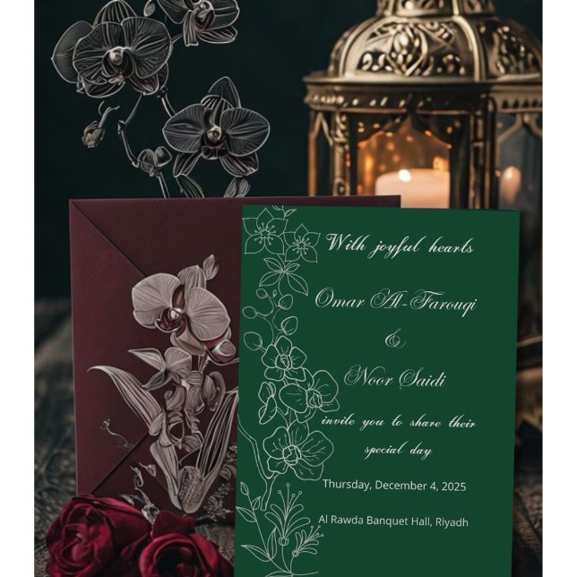 Convite de Casamento Floral e Verde Elegante (Criador carregado)