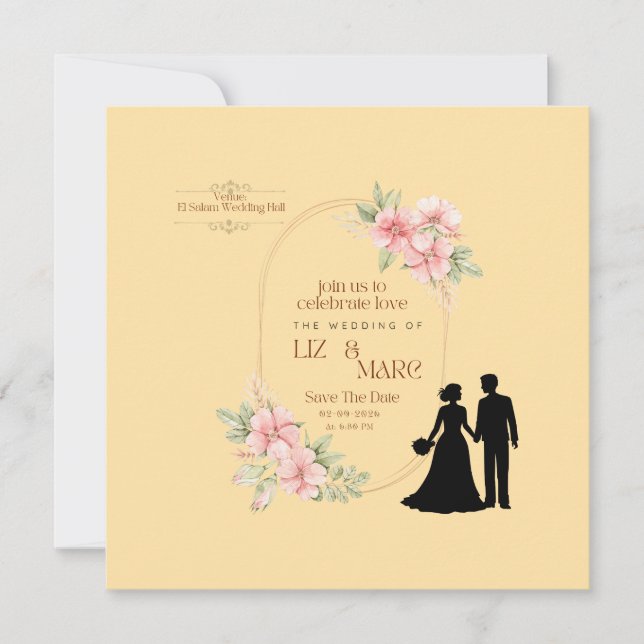 Convite De Casamento Floral Elegante (Frente)