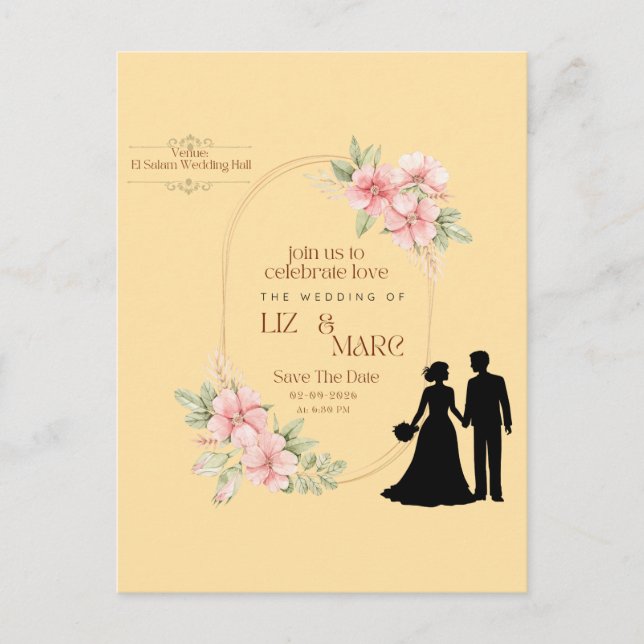 Convite de Casamento Floral Elegante (Frente)