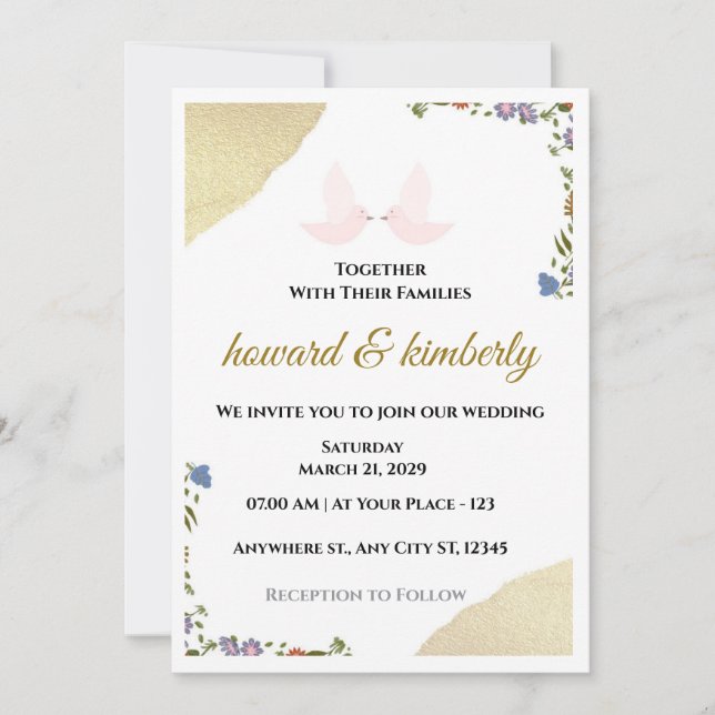 Convite de Casamento Floral Elegante (Frente)
