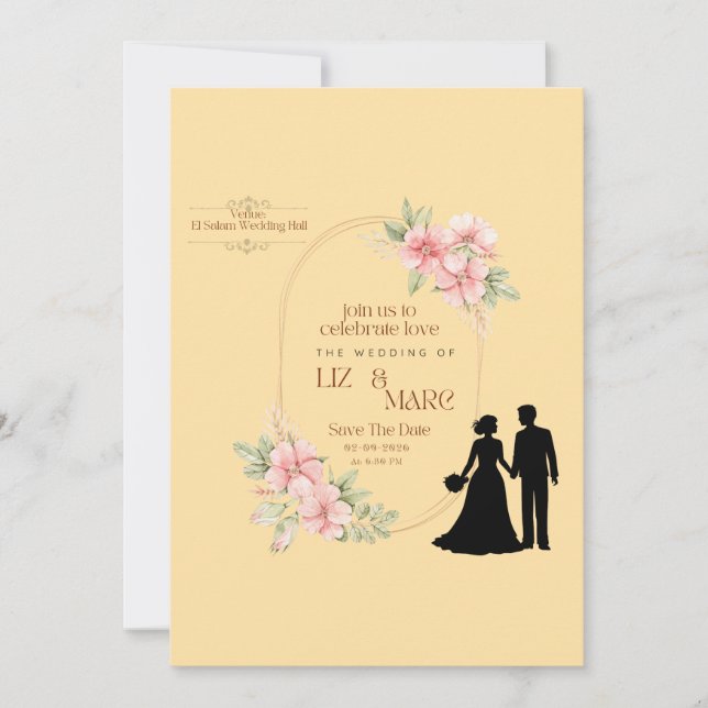 Convite De Casamento Floral Elegante (Frente)