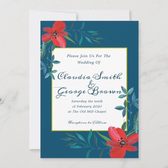 Convite de Casamento Floral Elegante (Frente)