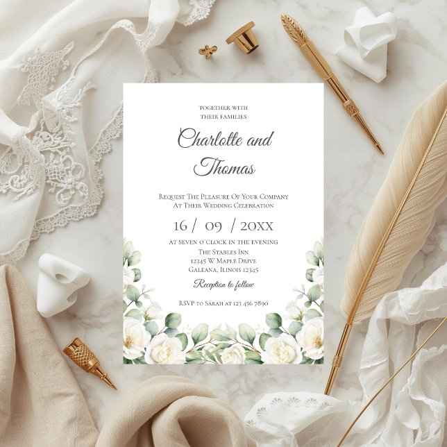 Convite de Casamento Floral Elegante (Criador carregado)