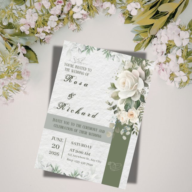 Convite de Casamento Floral Elegante (Criador carregado)