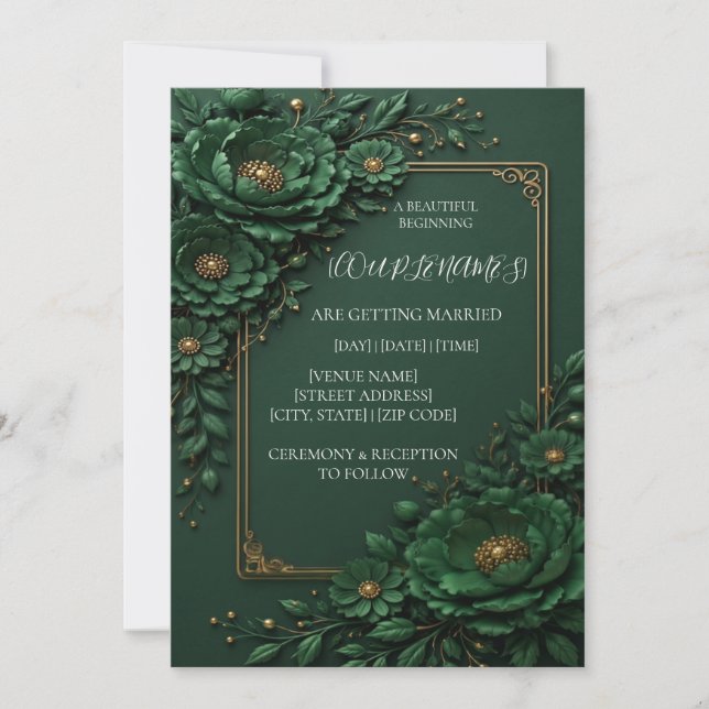 Convite de Casamento Floral Elegante (Frente)