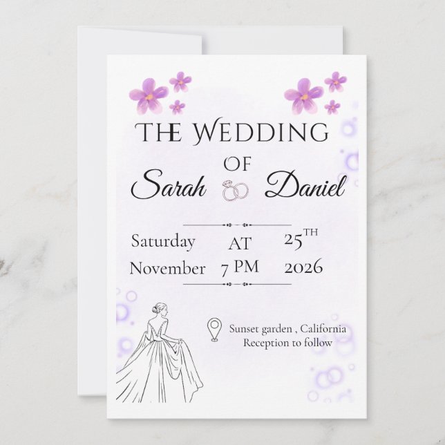 Convite de Casamento Floral Elegante (Frente)