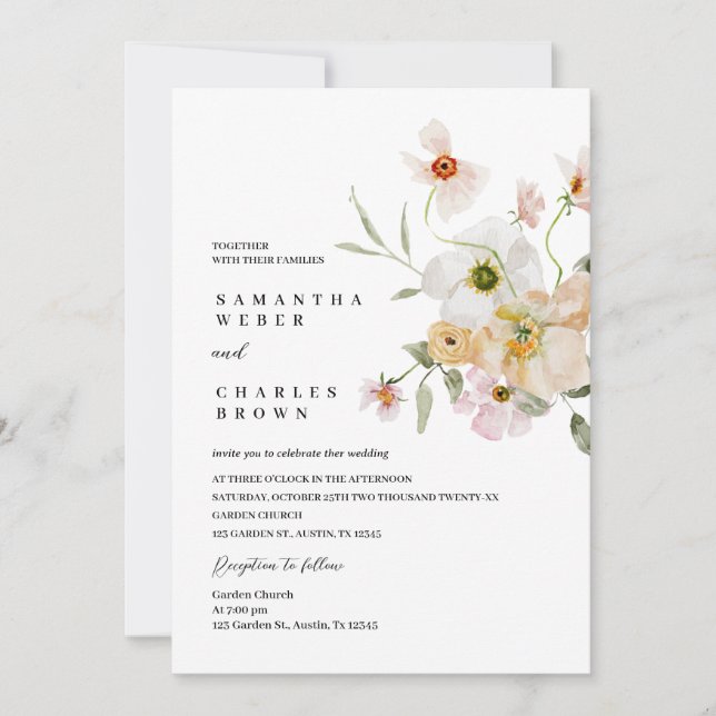 Convite De Casamento Floral Elegante (Frente)
