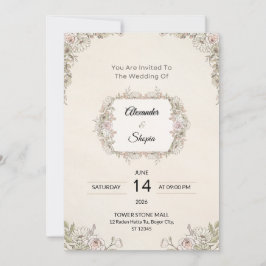 Convite de Casamento Floral Elegante