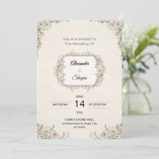 Convite de Casamento Floral Elegante