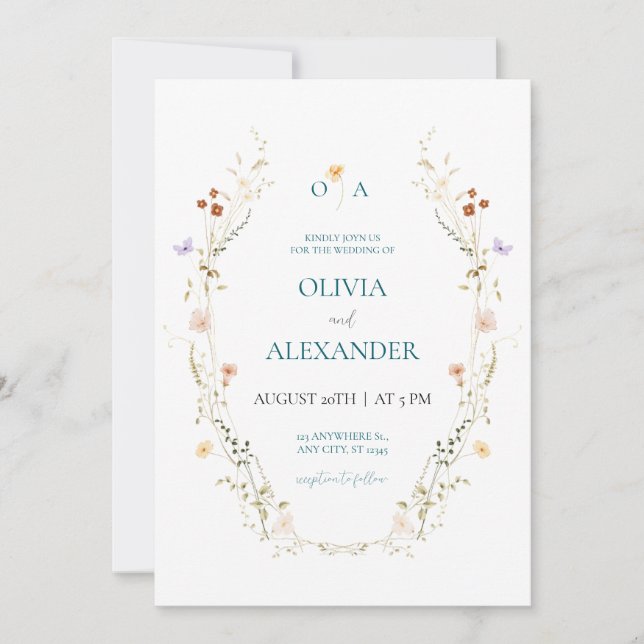Convite de Casamento Floral Elegante (Frente)