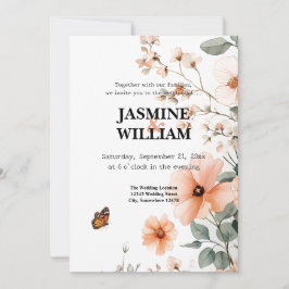 Convite De Casamento Floral Elegante