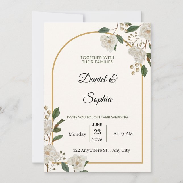 Convite de Casamento Floral Elegante (Frente)