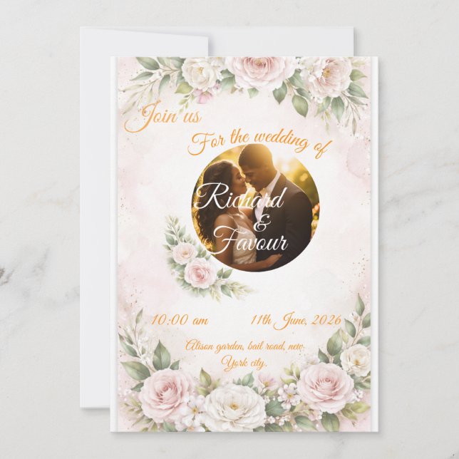 Convite de Casamento Floral Elegante (Frente)