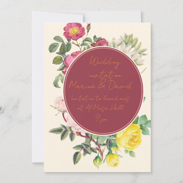 Convite de Casamento Floral Elegante (Frente)