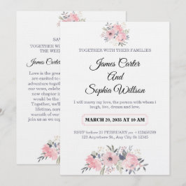 Convite de casamento floral elegante cartão